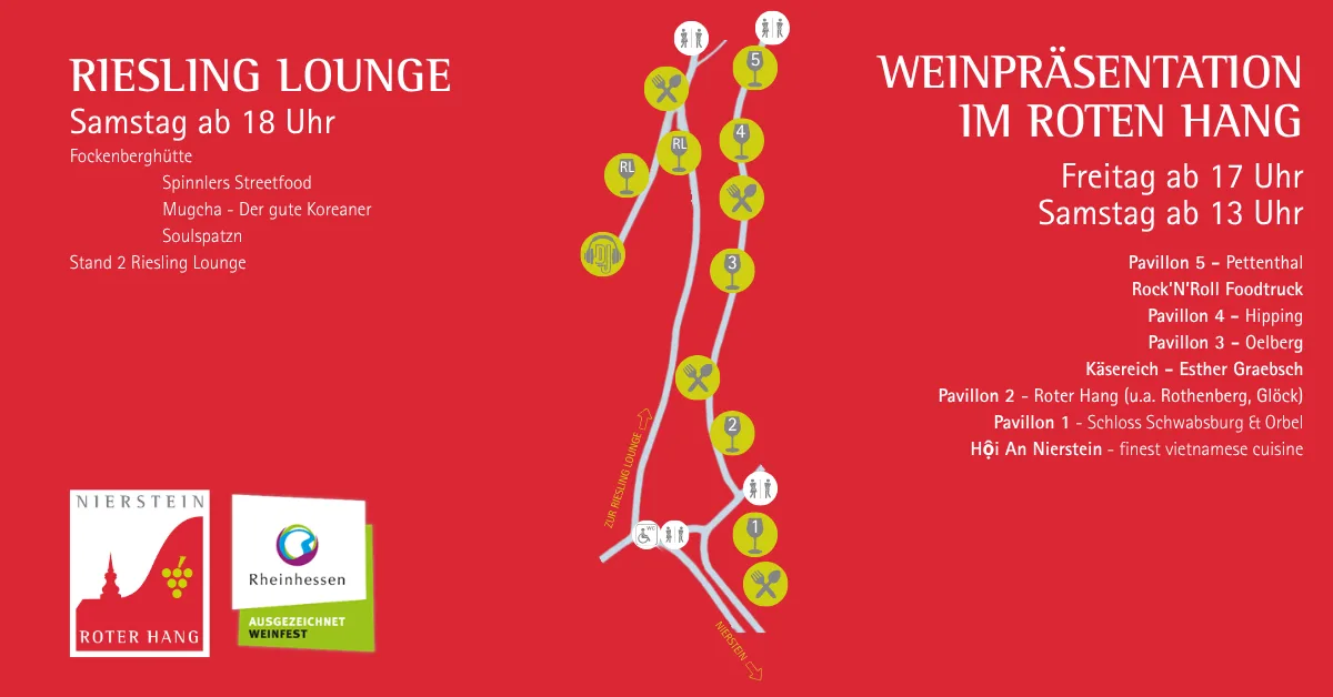 Banner 1 Lageplan der Weinpräsentation am ROTEN HANG mit den Verkostungsstationen
